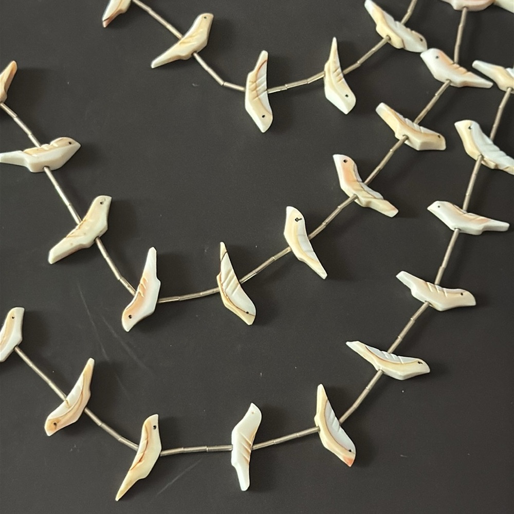 Vintage 70s Zuni Sterling Silver Bird Fetish Necklace - Picture 3 of 14